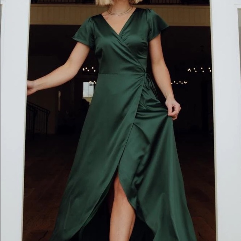 Baltic Born Krystal Satin Wrap Gown